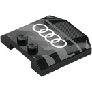 LEGO Zwart Wig 4 x 4 Gebogen met Audi logo (45677 / 106733)