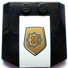 LEGO Noir Coin 4 x 4 Incurvé avec Golden Police Badge sur blanc Background Autocollant (45677)