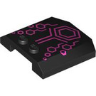 LEGO Black Wedge 4 x 4 Curved with Pink Hexagons (45677 / 101426)
