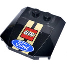 LEGO Schwarz Keil 4 x 4 Gebogen mit Zwei golden Streifen und LEGO Emblem und Ford Plum Aufkleber (45677)