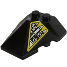 LEGO Black Wedge 4 x 4 Quadruple Convex Slope Center with Yellow and Silver Machinery Pattern on Left Side Sticker (47757)