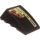 LEGO Zwart Wig 4 x 4 Drievoudig Gebogen zonder Studs met Green Bars en Alien Symbols (Links) Sticker (47753)