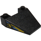 LEGO Black Wedge 4 x 4 with '3' Sticker without Stud Notches (4858)
