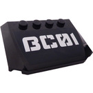LEGO Zwart Wig 4 x 6 Gebogen met "BC01" Sticker (52031)