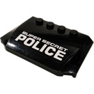 LEGO Zwart Wig 4 x 6 Gebogen met Super Secret Politie Sticker (52031)