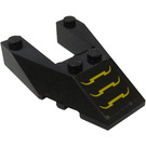 LEGO Black Wedge 6 x 4 Cutout with 3 Yellow Lines Sticker with Stud Notches (6153)