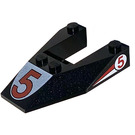 LEGO Black Wedge 6 x 4 Cutout with "5" with '5' Sticker without Stud Notches (6153)