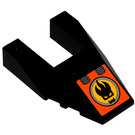 LEGO Zwart Wig 6 x 4 Uitsparing met Agents logo Sticker met noppen (6153)
