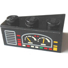 LEGO Zwart Wig Steen 3 x 2 Rechtsaf met Auto Dials / Speedometer Sticker (6564)