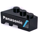 LEGO Black Wedge Brick 3 x 2 Right with Panasonic Sticker (6564)