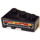 LEGO Zwart Wig Steen 3 x 2 Rechtsaf met Rood en Geel Console Display Sticker (6564)