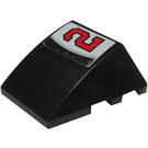 LEGO Black Wedge Curved 3 x 4 Triple with "2" Sticker (64225)