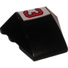 LEGO Black Wedge Curved 3 x 4 Triple with "3" Sticker (64225)