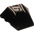 LEGO Black Wedge Curved 3 x 4 Triple with "6" Against Flames Sticker (64225)