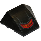 LEGO Black Wedge Curved 3 x 4 Triple with Red and Orange Sticker (64225)
