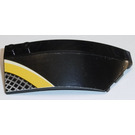LEGO Black Wedge Curved 3 x 8 x 2 Left with Yellow Line, Gray and White Grid Sticker (41750)