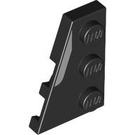 LEGO Black Wedge Plate 2 x 3 Wing Left with Gray section (43723 / 103813)