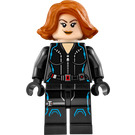 LEGO Schwarz Widow mit Kurzes Haar mit Printed Beine und Dark Azure Trim Minifigur