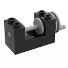 LEGO Musta Winch 2 x 4 x 2 jossa Kevyt Grey Drum (73037)