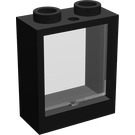 LEGO Schwarz Fenster 1 x 2 x 2 ohne Sill mit Transparent Glas