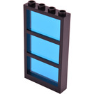 LEGO Schwarz Fenster 1 x 4 x 6 mit 3 Scheiben und Transparent Dark Blau Fixed Scheibe (6160)