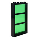 LEGO Zwart Venster 1 x 4 x 6 met 3 Panes en Transparant Green Fixed Glas (6160)