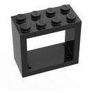 LEGO Schwarz Fenster 2 x 4 x 3 mit abgerundeten Löchern (4132)