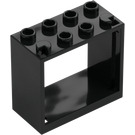 LEGO Sort Vindue 2 x 4 x 3 med firkantede huller (60598)