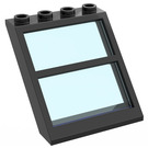 LEGO Noir Fenêtre 4 x 4 x 3 Roof avec Centre Barre et Transparent Light Bleu Verre (6159)