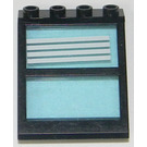 LEGO Noir Fenêtre 4 x 4 x 3 Roof avec Centre Barre et Transparent Light Bleu Verre avec 4 blanc Rayures Autocollant (6159)