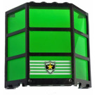 LEGO Black Window Bay 3 x 8 x 6 with Transparent Green Glass with Police Badge Sticker (30185)