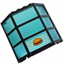 LEGO Black Window Bay 3 x 8 x 6 with Transparent Light Blue Glass with Hamburger Sticker (30185)