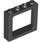 LEGO Schwarz Fenster Rahmen 1 x 4 x 3 (Mittel Noppe hohl, außen Noppe massiv) (6556)