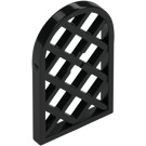 LEGO Black Window Pane 1 x 2 x 2.7 Rounded Top with Diamond Lattic (29170 / 30046)