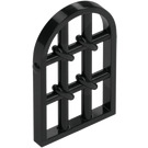 LEGO Black Window Pane 1 x 2 x 2.7 Rounded Top with Twisted Bars (30045)