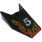 LEGO Black Windscreen 6 x 4 x 1.3 with 5 and Flames Sticker (6152)