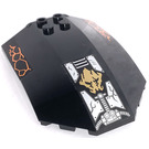 LEGO Black Windscreen 6 x 8 x 2 Curved with Orange Cracks, Gold Ninjago Earth Emblem, Pipes and Cracked Armor Plates Pattern Sticker (40995)