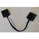 LEGO Black Wire with 2 x 2 x 0.3 Brick on each End (15 Studs)