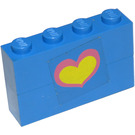 LEGO Assembly of 2 blue bricks 1 x 4 with heart sticker from Set 275
