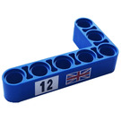LEGO Blauw Balk 3 x 5 Krom 90 graden, 3 en 5 Gaten met Number 12, Vlag of Great Britain (Links) Sticker (32526)