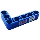 LEGO Blauw Balk 3 x 5 Krom 90 graden, 3 en 5 Gaten met Number 12, Vlag of Great Britain (Rechtsaf) Sticker (32526)