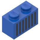 LEGO Blue Brick 1 x 2 with Black Grille with Bottom Tube (3004)
