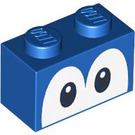 LEGO Bleu Brique 1 x 2 avec Yeux avec tube inférieur (68946 / 101881)