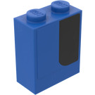 LEGO Blau Backstein 1 x 2 x 2 mit Blau und Schwarz Recht Aufkleber mit Innenbolzenhalter (3245)