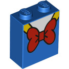 LEGO Blau Backstein 1 x 2 x 2 mit Donald Duck rot Bow Tie mit Innenbolzenhalter (3245 / 66755)