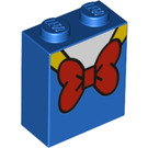 LEGO Blå Klods 1 x 2 x 2 med Donald og Rød Butterfly med inde i knops holder (3245 / 66755)