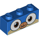 LEGO Blauw Steen 1 x 3 met Prince Puppycorn Mouth met Ogen (3622 / 38351)