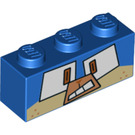 LEGO Blue Brick 1 x 3 with Square eyes and mouth showing teeth (3622 / 38350)