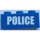 LEGO Blue Brick 1 x 3 with White 'POLICE', Narrow Sticker (3622)