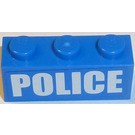 LEGO Blue Brick 1 x 3 with White 'POLICE' Sticker (3622)